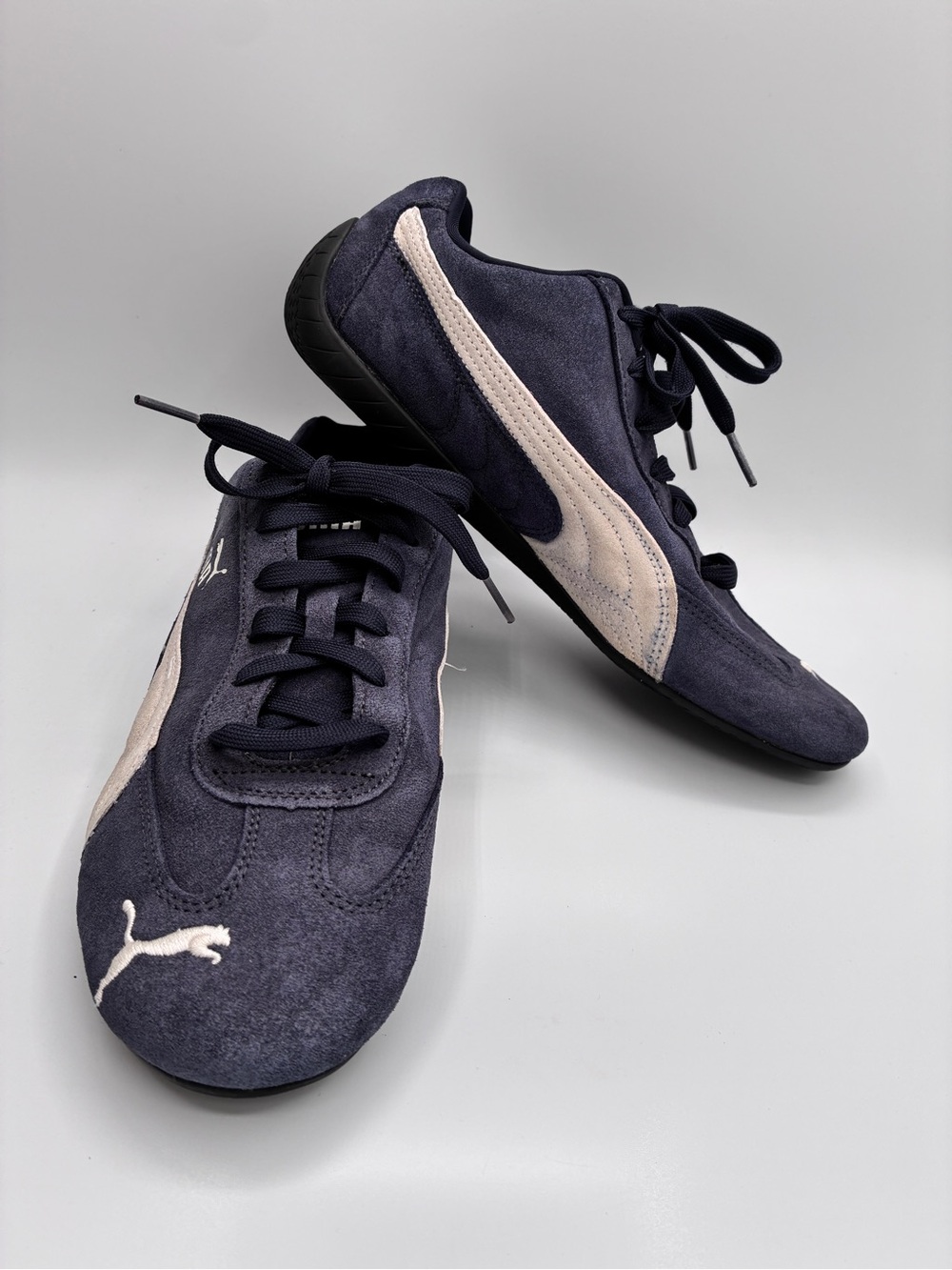 Puma Speedcat OG Sz9 Men's Navy Suede Sneakers White Formstripe Low Profile